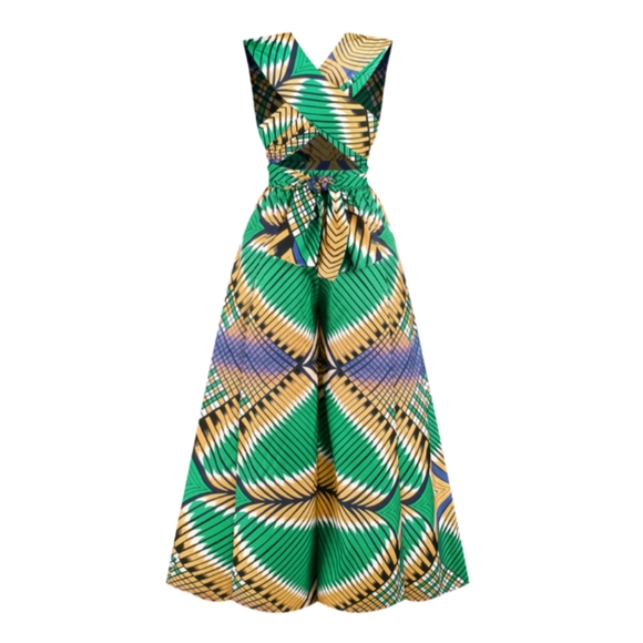 Green multi Print Jumpsuit - Picture 2 of 4